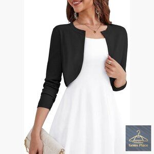 Cropped Long Sleeve Cardigan Shrug for Dresses S-XL Open Front